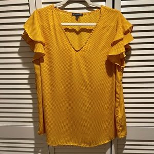 Adrianna Papell flutter sleeve polka- dot V-neck blouse